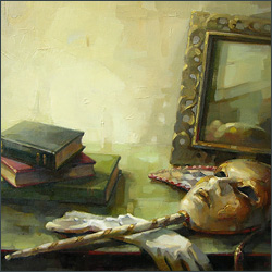 Still Life with Mask and Books